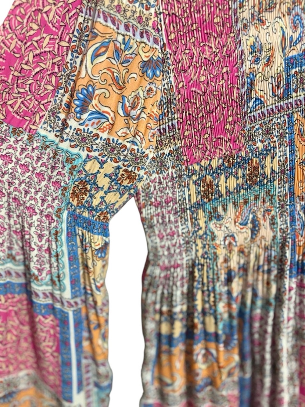 Bohemian Patchwork Peasant Blouse - Picture 3 of 5